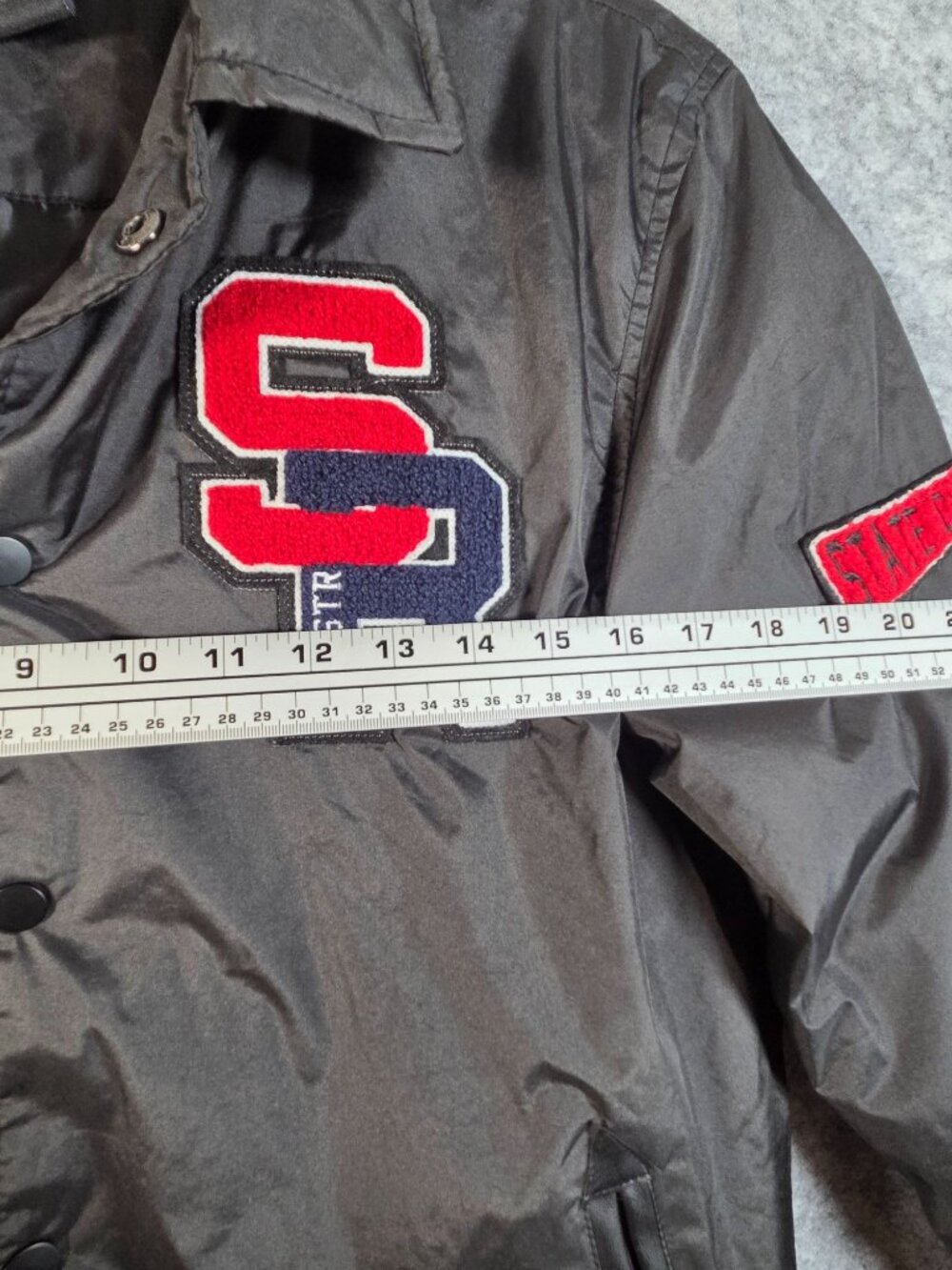 Soul Star Varsity Y2K Jacket Men’s M Black Red Patch Bomber - Picture 4 of 10